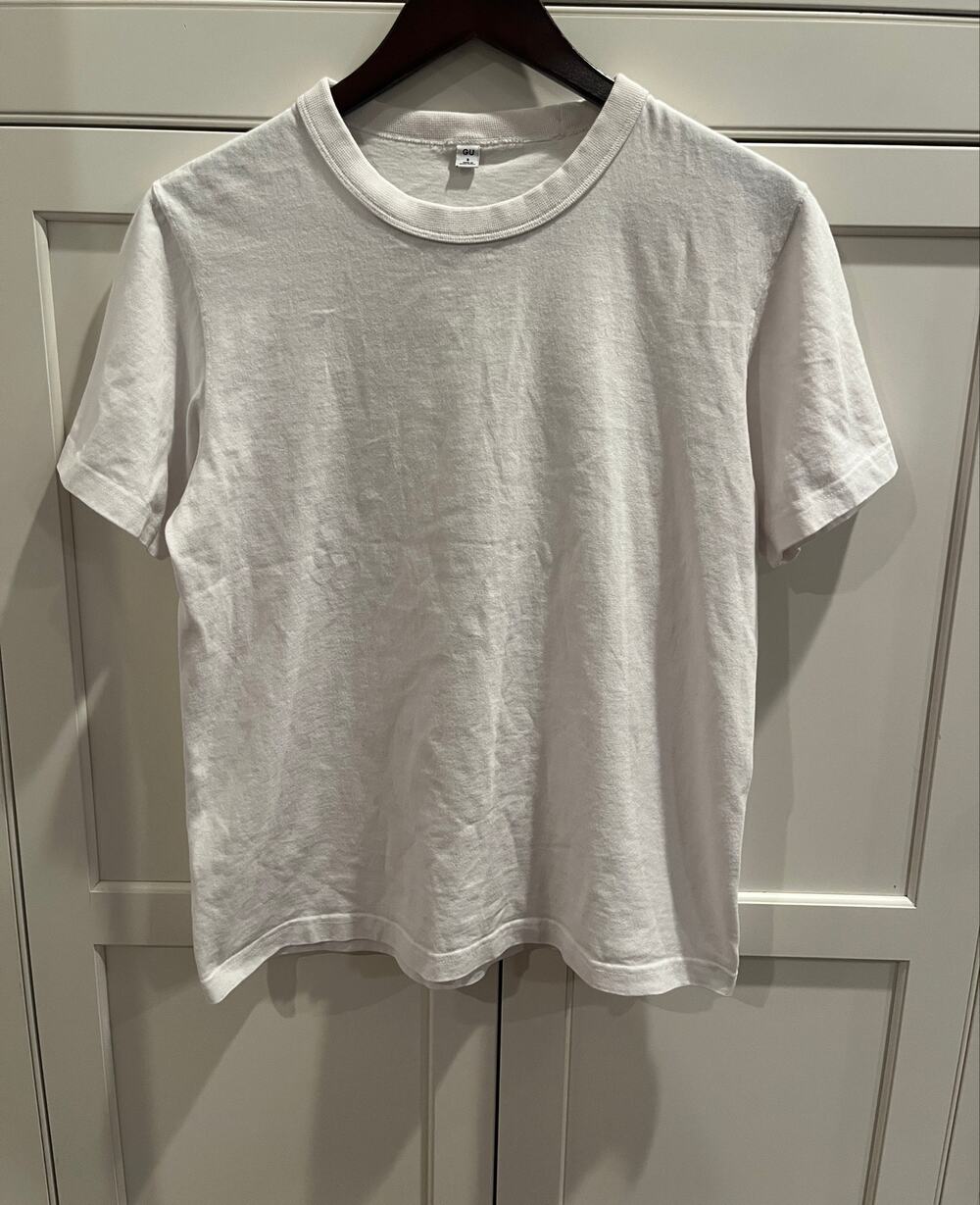 GU Men’s Crew Neck T-Shirt Size S White Short Sleeve 100% Cotton Blank Basic